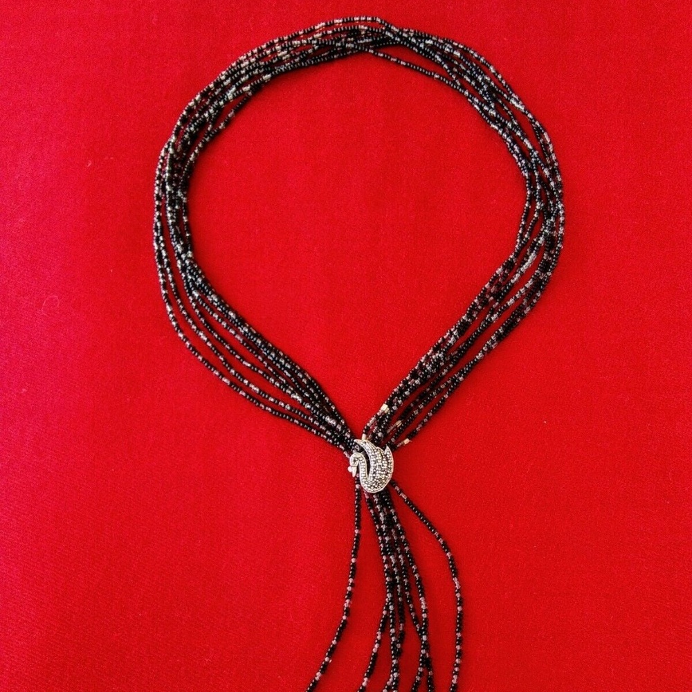 Black Swan Necklace - Black Diamond and Silver